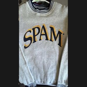 Vintage 90s SPAM Oneida Tag Crewneck Sweater Size Medium Made In USA
